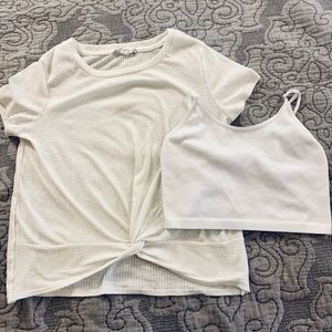 A loose white shirt with a white undershirt